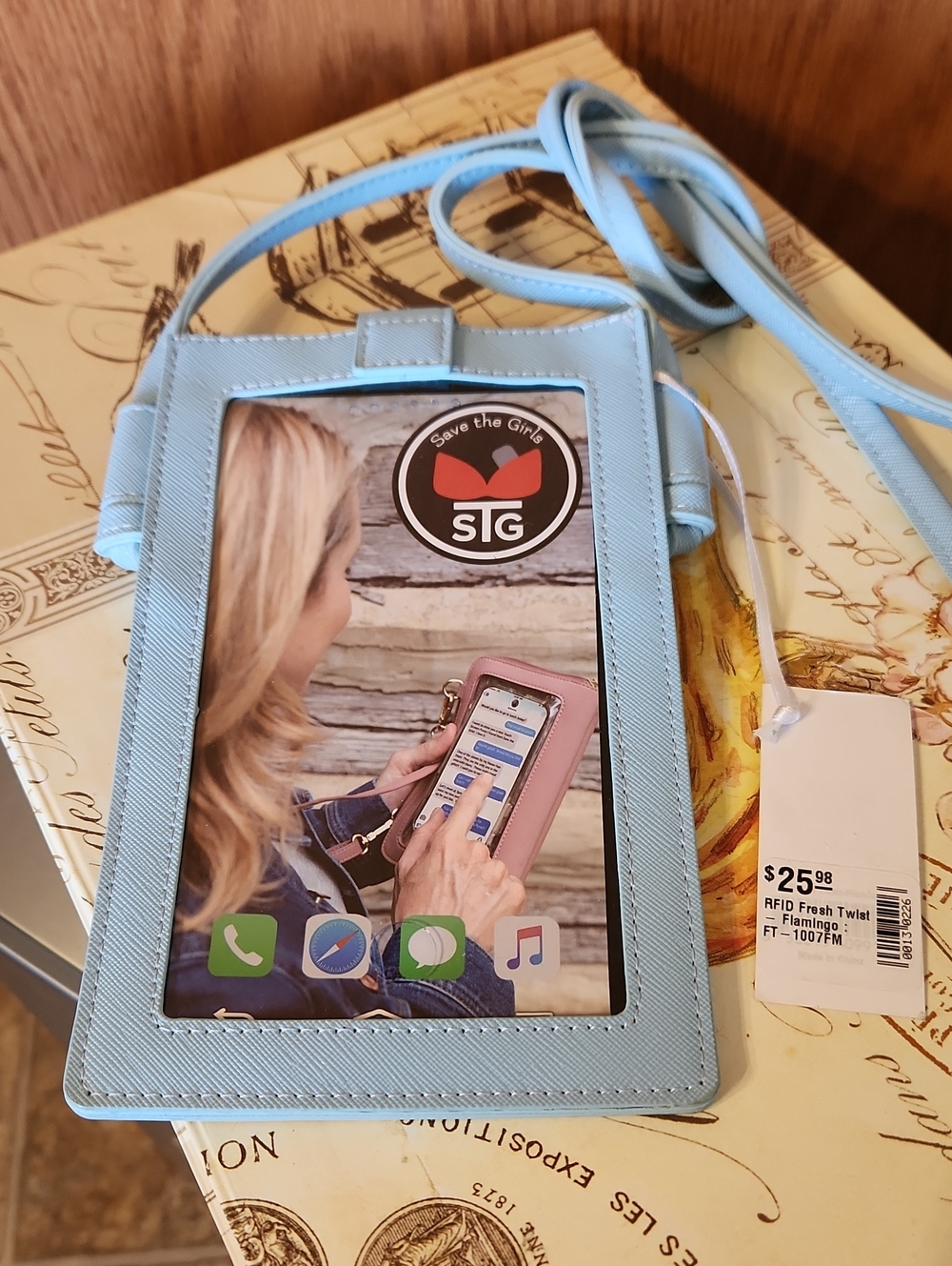 Save The Girls (STG) Light Blue RFID Crossbody Mini Bag